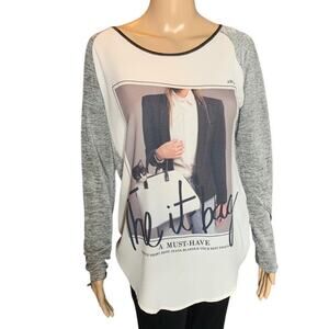 ZARA w&b Collection Women's Small Tunic Blouse Art Design Gray White Oversized
